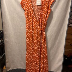 & Other Stories Orange Floral Wrap Maxi Dress